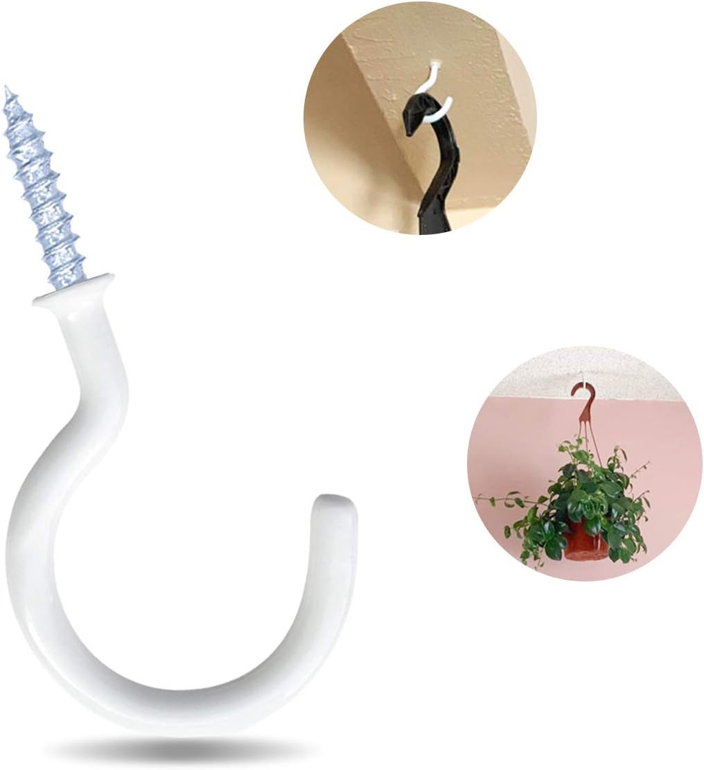 12 Pack Vinyl Coated Ceiling Hooks.Screw-in Mug Hooks.Multi-Function Wall Hooks Kitchen Hooks Cup Hooks for Indoors Outdoors (White. 1-1/4 Inch) - Image 7