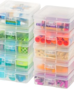 IRIS USA Clear Storage Cases. 10-Pack. |Made in USA|. Plastic Bead Organizing Containers with Snap Lid for Arts. Crafts. Ephemera. Stickers. & Dance Cheer. Clear - Small