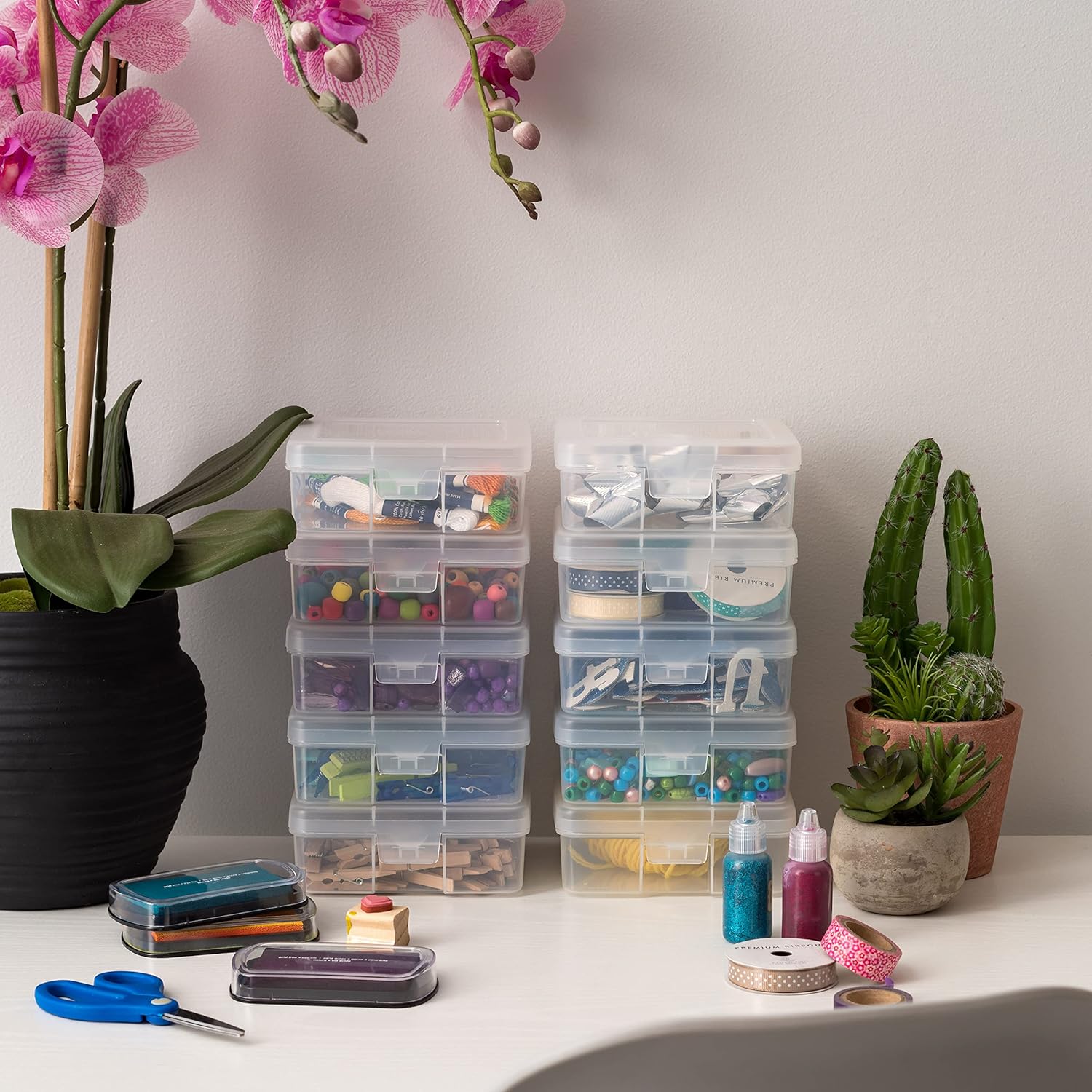 IRIS USA Clear Storage Cases. 10-Pack. |Made in USA|. Plastic Bead Organizing Containers with Snap Lid for Arts. Crafts. Ephemera. Stickers. & Dance Cheer. Clear - Small - Image 5