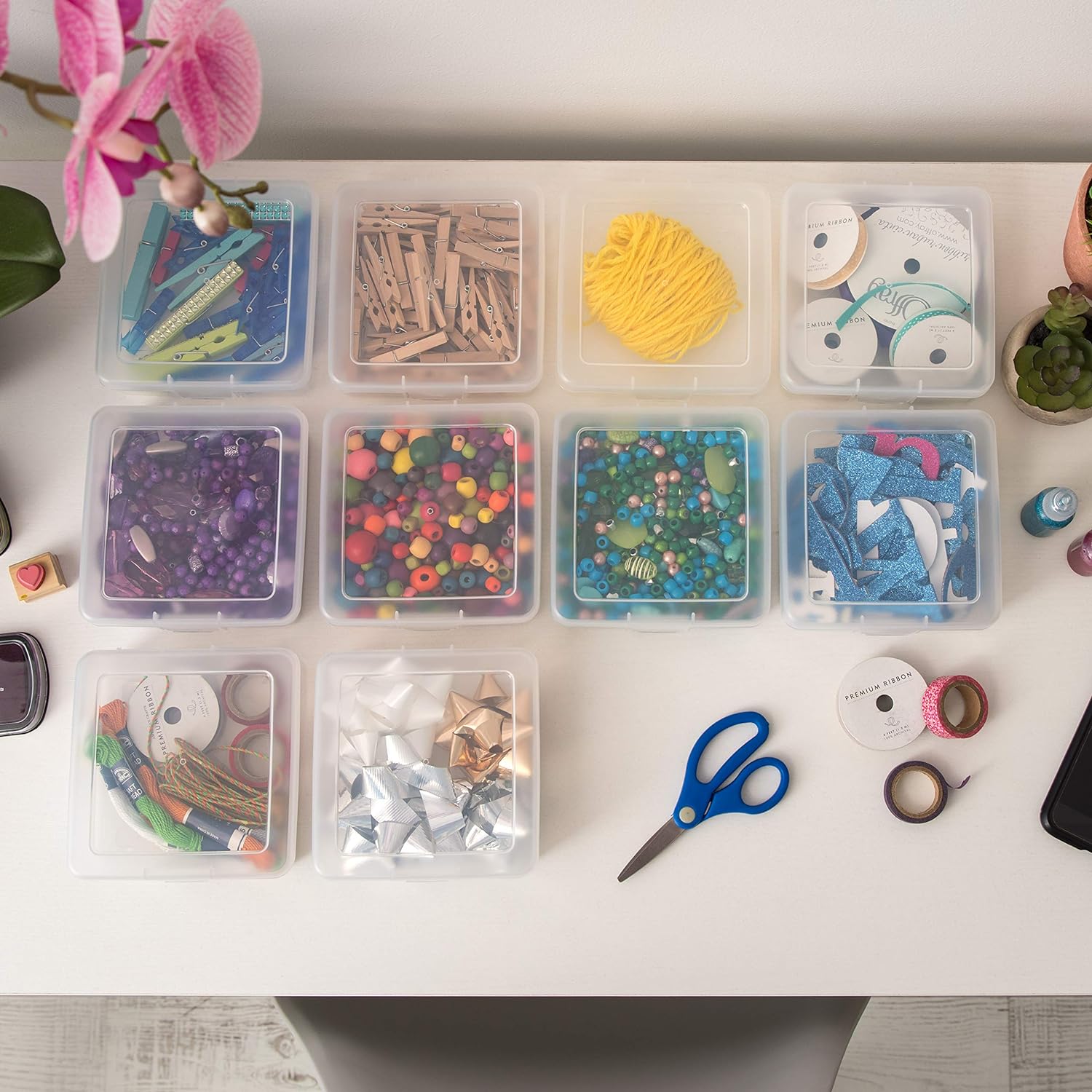 IRIS USA Clear Storage Cases. 10-Pack. |Made in USA|. Plastic Bead Organizing Containers with Snap Lid for Arts. Crafts. Ephemera. Stickers. & Dance Cheer. Clear - Small - Image 6
